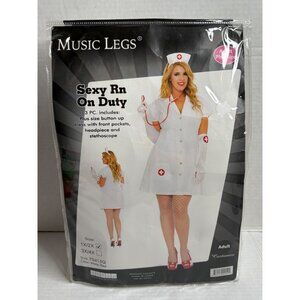Womens Plus Size Sexy RN Nurse Halloween Costume Party Size 1X 2X Dress Hat New